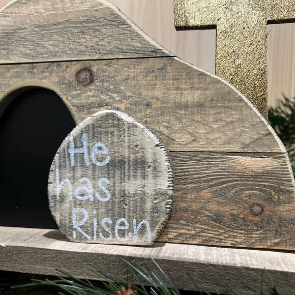 He Has Risen Wood Tomb Easter Decor Spring Home Decoration Sign Gift Keepsake - Picture 5 of 9